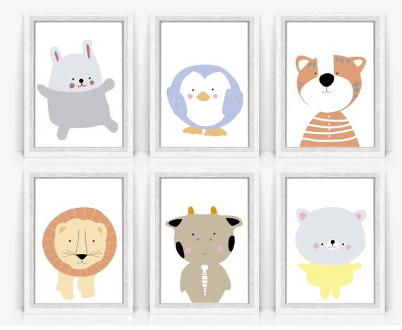 Cuadros infantiles de animales. Decoración de la habitación del bebé o  niños y niñas. Póster para niños, descarga digital instantánea -  España