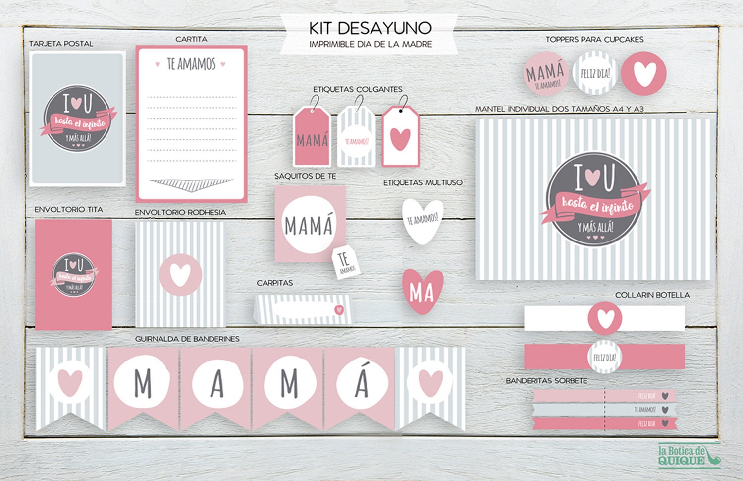 Printable Kit Mother's Day. Printable Breakfast. I Love - Etsy