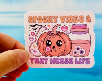 Halloween Nurse Sticker | Spooky Nurse Sticker | Spooky Ghost Sticker | Stickers for Macbook, Water Bottles, Phones, Notebooks