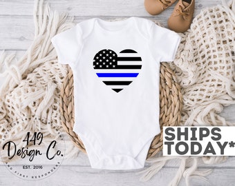 Thin Blue Line Flag, Police Baby Shower, Police Pregnancy Announcement, Law Enforcement Baby Infant Tee T Shirt Infant Bodysuit