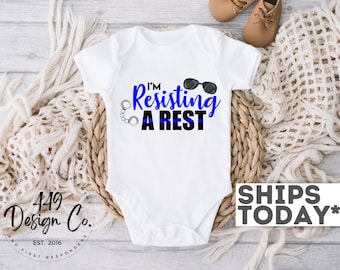 I'm Resisting A Rest, Police Baby Shower, Police Pregnancy Announcement, Law Enforcement Baby Infant Tee T Shirt Infant Bodysuit