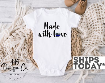 Made With Love, Police Pregnancy Announcement, Law Enforcement Baby Infant Tee T Shirt Infant Bodysuit