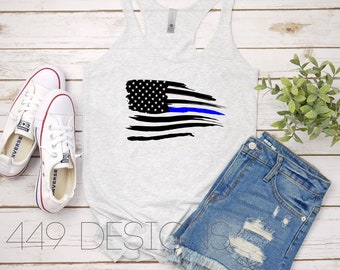 Thin Blue Line Flag / Police Wife Shirt / Nurse Racerback Tank Top