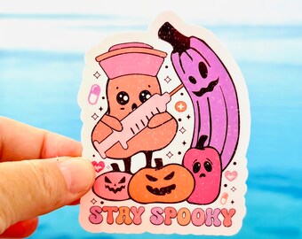 Halloween Nurse Sticker | Spooky Nurse Sticker | Spooky Ghost Sticker | Stickers for Macbook, Water Bottles, Phones, Notebooks