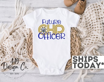 Futur Officier CHP | Officier de patrouille routière de Californie | T-shirt pour bébé Body pour bébé | T-shirt enfant en bas âge | CHP Bébé