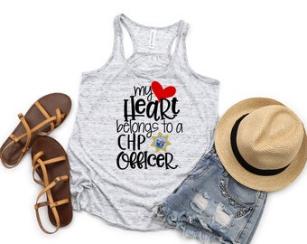 CHP / My Heart Belongs to a CHP Officer / CHP Wife  Women's Racerback Tank Top