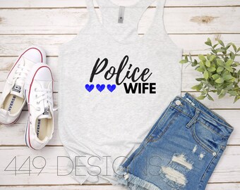 Thin Blue Line Shirt / Police Wife Shirt / Women's Racerback Tank Top