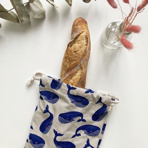 Bolsa para pan, bolsa para baguette, bolsa a granel. Algodón Oeko-tex.
