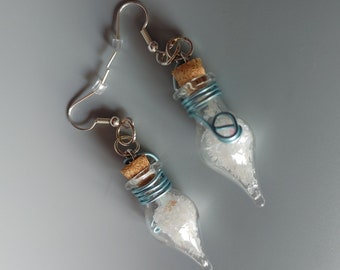 Glazen Teardrop Oorbellen | Feestelijke | Leuke | Blauwe Witte Sneeuw