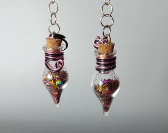 Glazen Teardrop Oorbellen | Feestelijke | Leuke | Roze Zwarte Jewel Tones