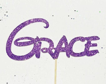 Disney Style Font Name Glitter Birthday Cake Topper