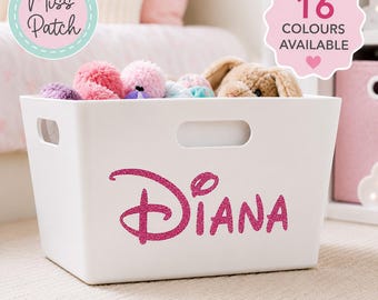 Personalised Disney Style Name Sticker | Custom Vinyl Decal for Water Bottles, Toy Boxes, Bedroom Storage, Gifts & Party Decorations