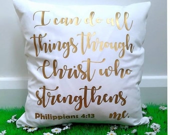 Christian Gifts, Bible Verse Scripture, Cushion Cover, Philippians 4.3, Prayer Pillow