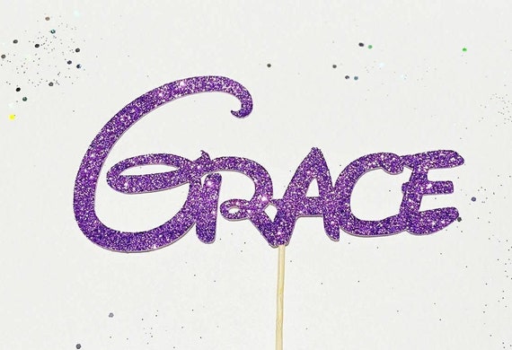 Disney Style Font Name Glitter Birthday Cake Topper