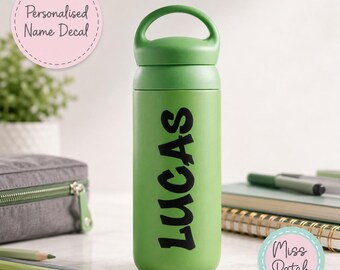Personalised Graffiti Name Sticker Decal for Water Bottle or Lunch Box | Bold Vinyl School Label