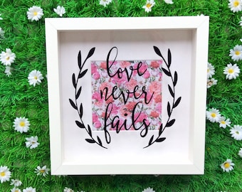 Bible Verse Scripture Frame, Love Never Fails