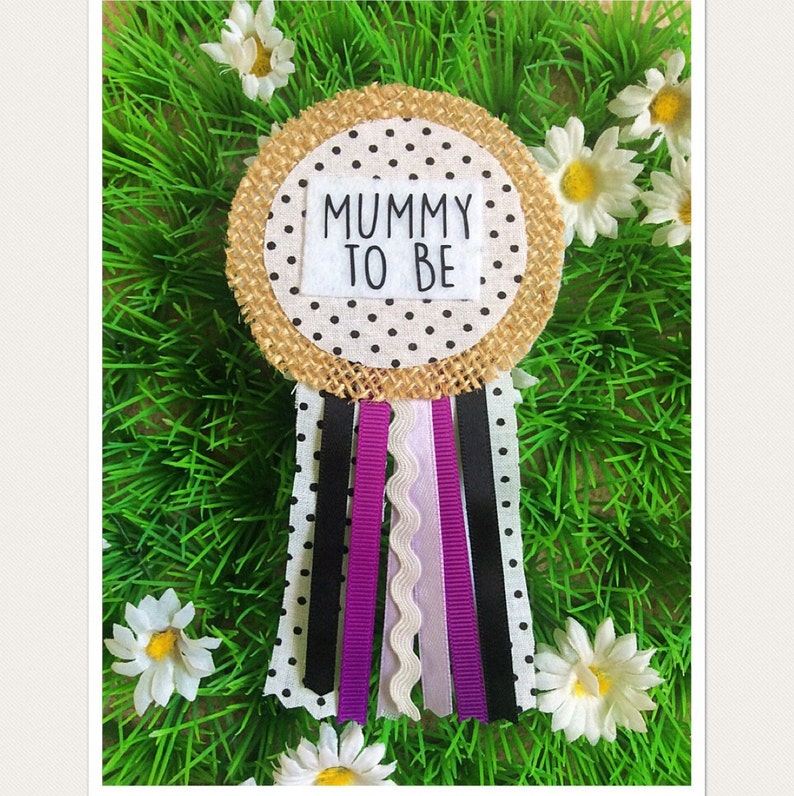Baby Shower Badge Baby naming day Vintage Style Mum To Be Rosette
