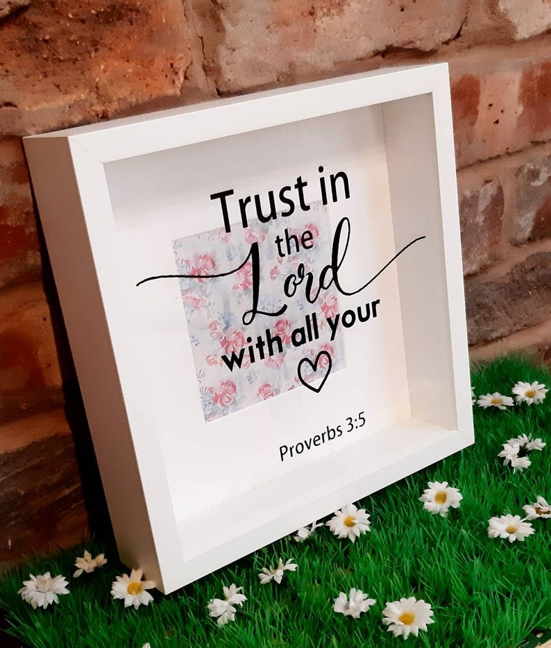 Proverb Frame Bible Verse Scripture Frame, Proverbs 3 5, Trust in the Lord Wall Art ...