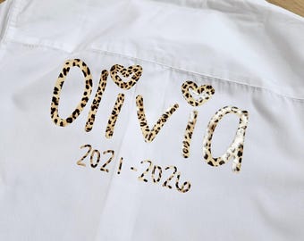 Personalised Leavers Shirt Decal | Iron On School Leavers Transfer | Year 6 & Year 11 Leavers Shirt Name Decal | Comic Girl Font