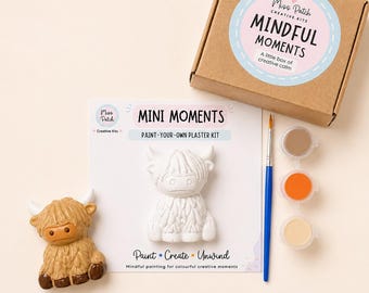 Highland Cow Magnet Painting Kit for Adults – Mini Paint Your Own Craft Gift