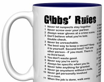 NCIS "Gibbs' Rules" Coffee Mug, Navy Blue (Coffee Cup)