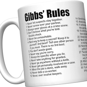 NCIS 2023 Gibbs' Rules Coffee Mug, Farewell Edition (all 38 rules)