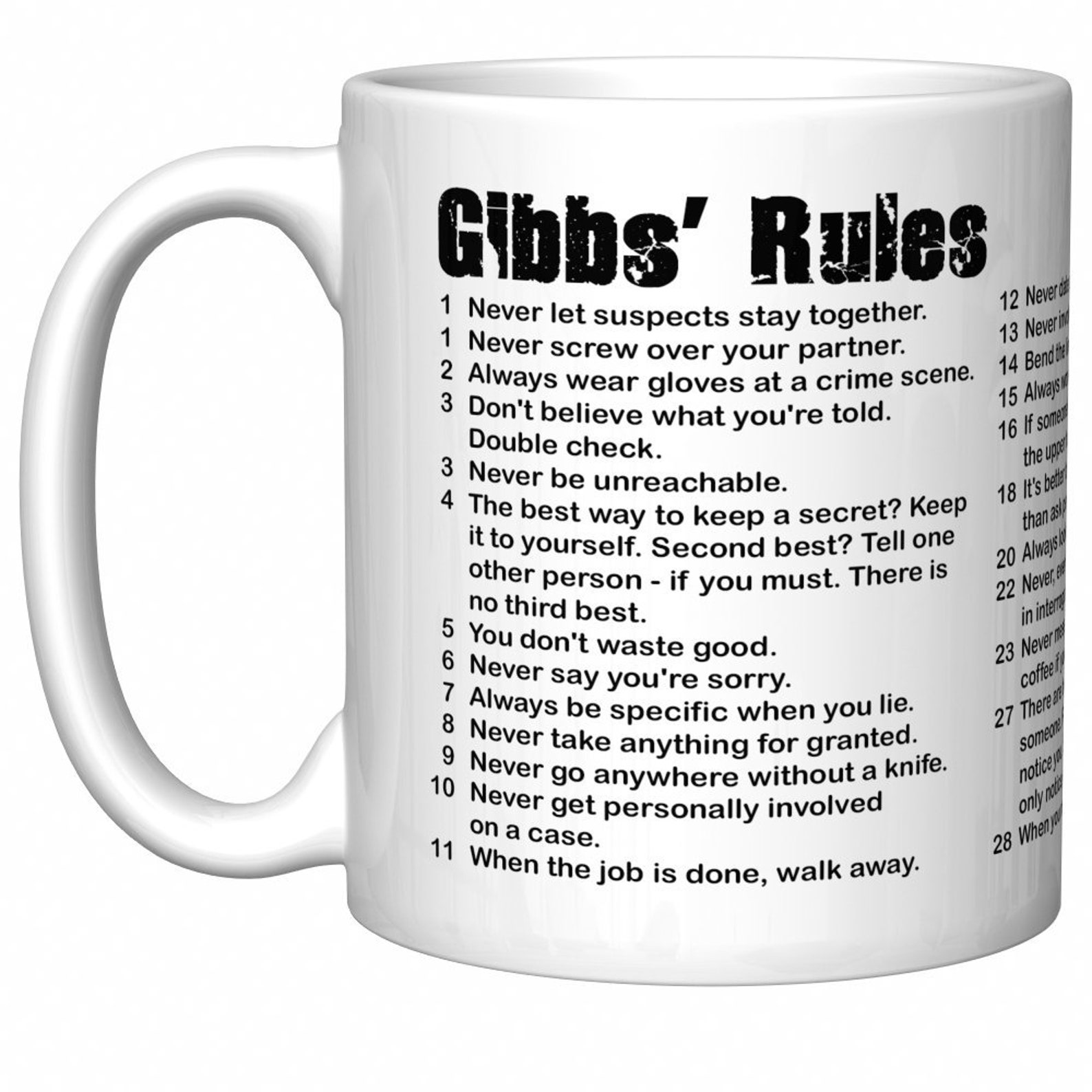 Ncis gibbs rules coffee mug with distressed etsy