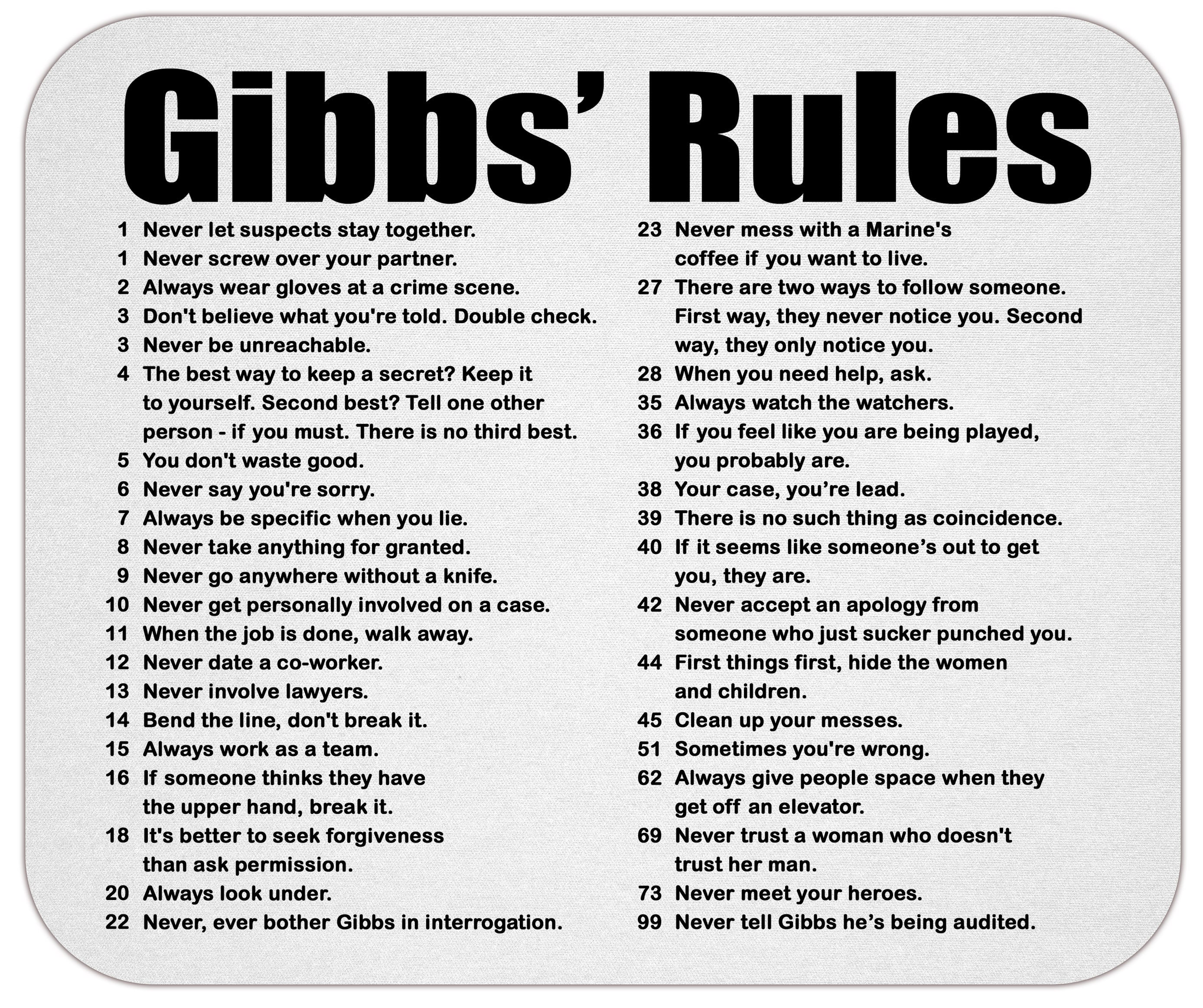 Ncis 2020 gibbs rules mouse pad etsy