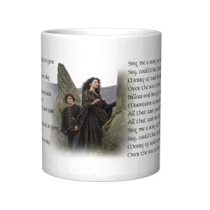 Outlander Skye Boat Theme Song Lyrics Coffee Mug with Jamie and Claire