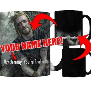 Customised Hey, You You&#39;re Finally Awake (Ralof of Skyrim) Magic Color Changing Coffee Mug (FB)