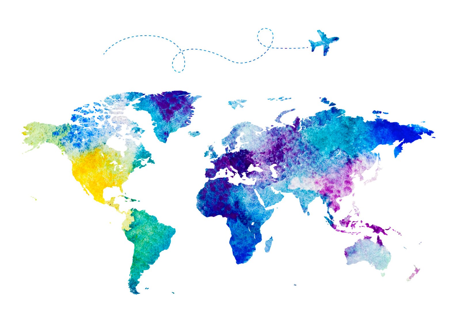 Watercolor World Map Print Nursery World Map Print World Map Etsy