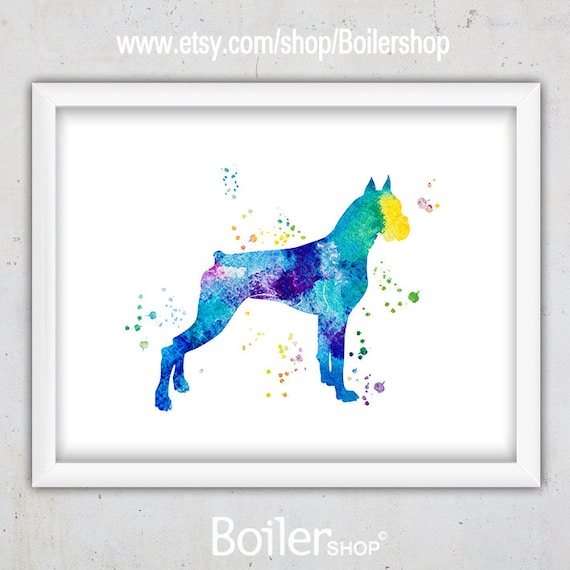 Perro Decoracion De La Pared Boxeador Impresion Impresion Etsy