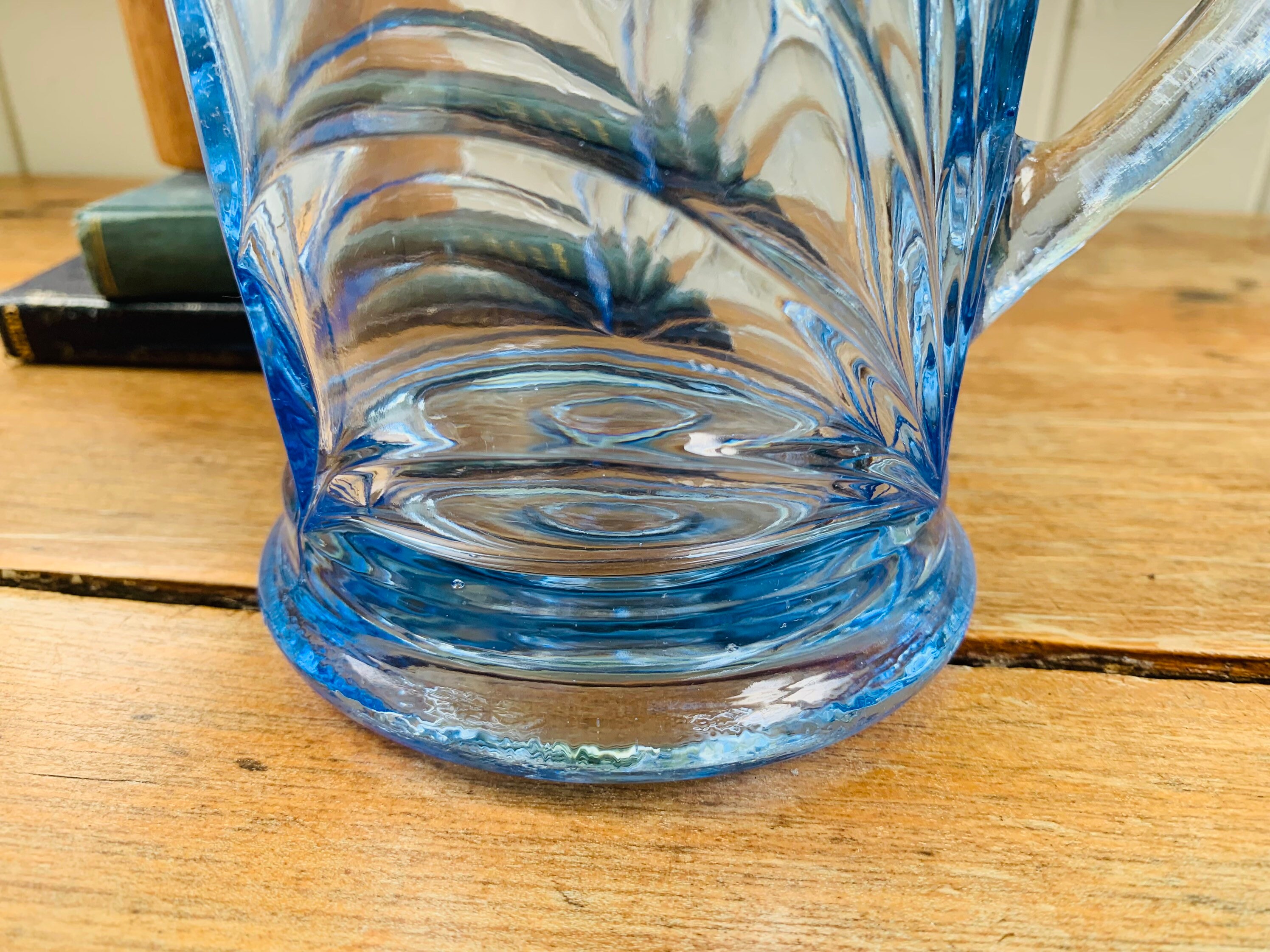 Vintage Pressed Blue Glass Drink Jug / Sowerby Blue Glass Etsy Australia