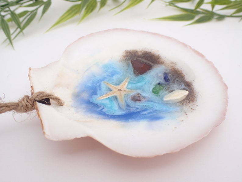 Ocean inspired ring dish Beach wedding gift idea Sea glass art Beach glass art Tide pool Ocean art Beach decor Seashell beach