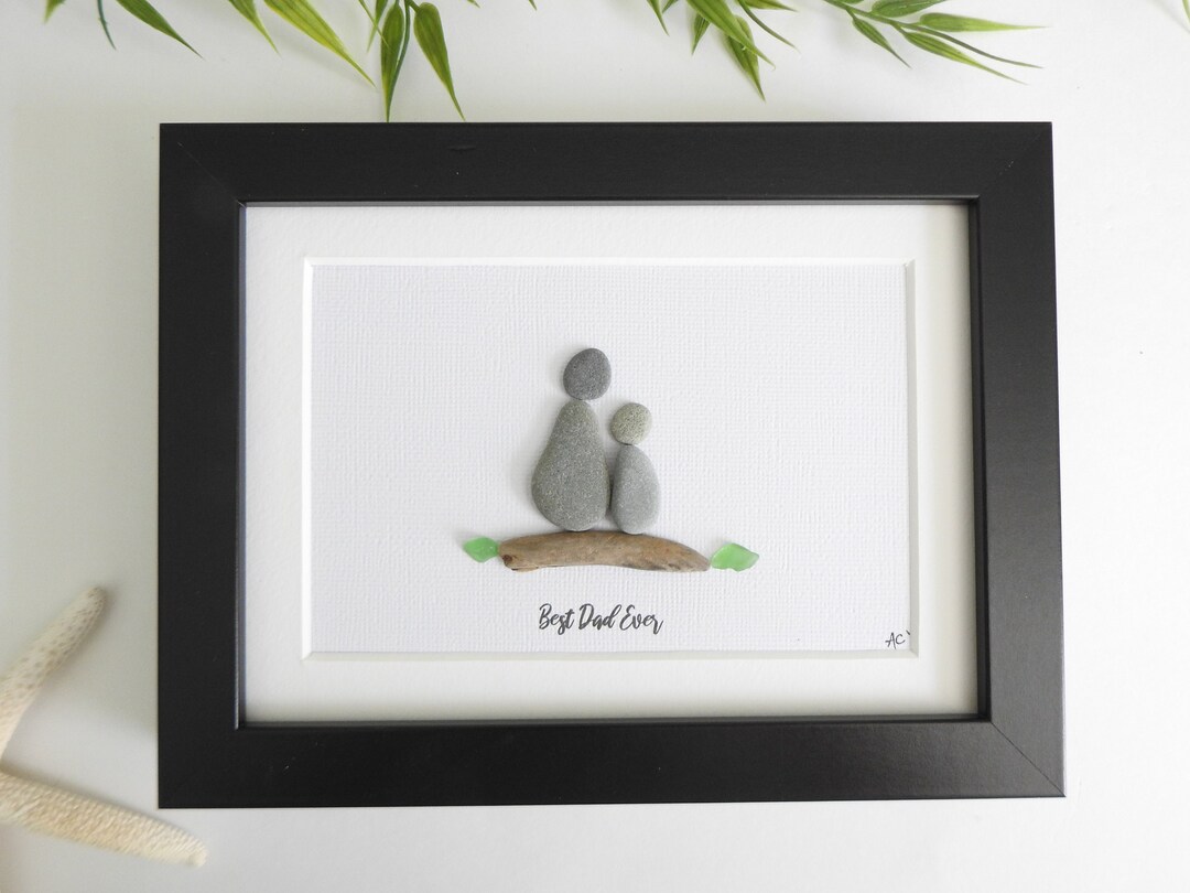 Pebble Art Picture Frame Sea Glass Art Gift for Dad Etsy