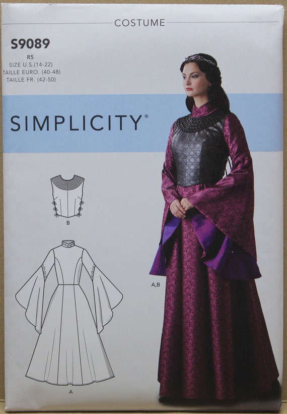 Simplicity Women's Fantasy Cosplay Costume Gown Sewing Patterns, Sizes 14-22