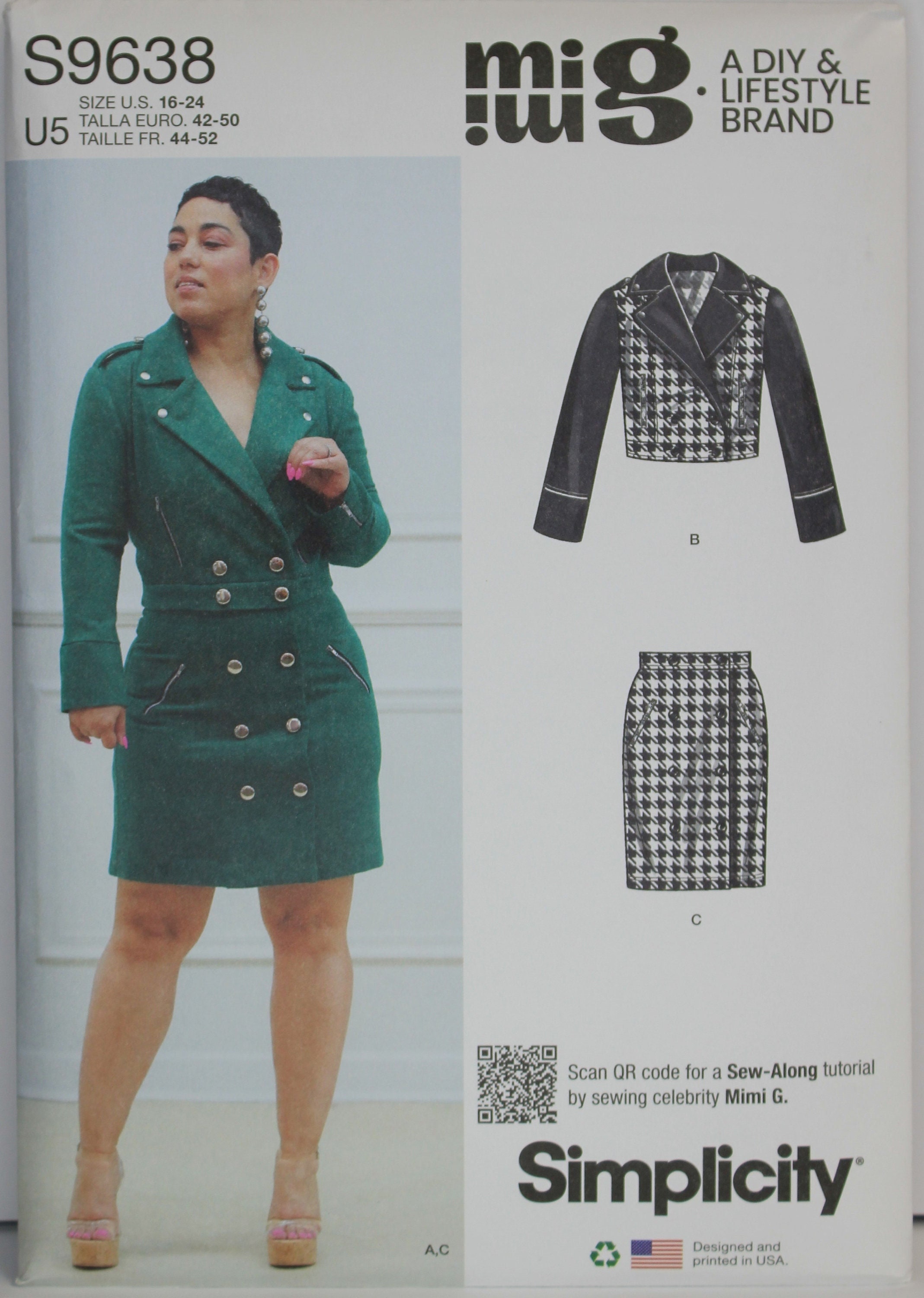 Simplicity Pattern 9638 U5 Mimi G Misses' Jackets and Skirt
