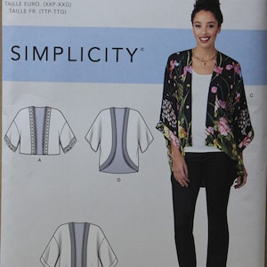 Simplicity Pattern 9124  American Sewing Guild Easy to Sew Misses Kimono Jackets in Size XXS - XXL formally 1318