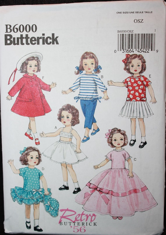 One size Butterick Patterns 6265 OSZ,18 Doll Clothes