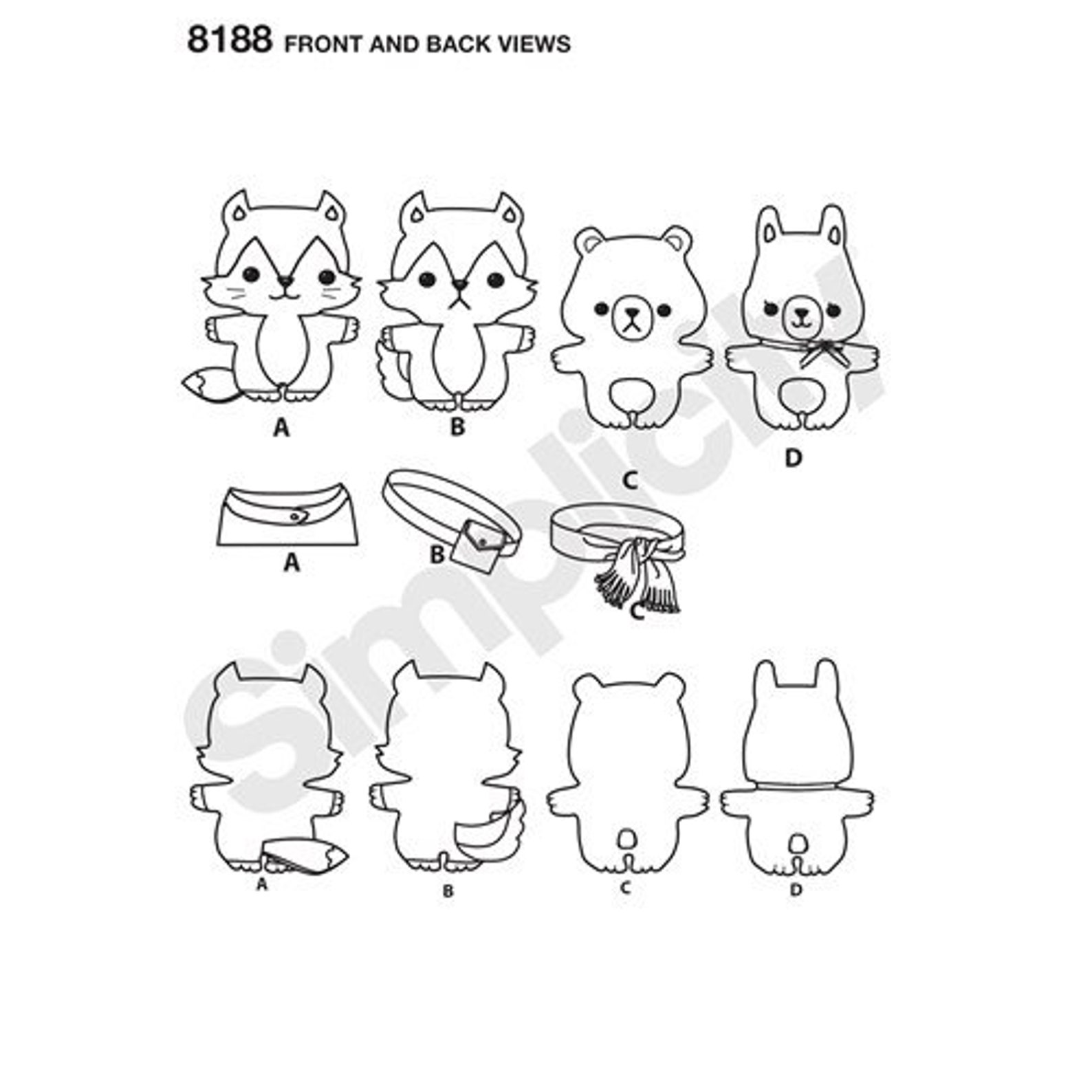 Simplicity Pattern 8188 Teacup Lion Designs Stuffed Fox Wolf Etsy