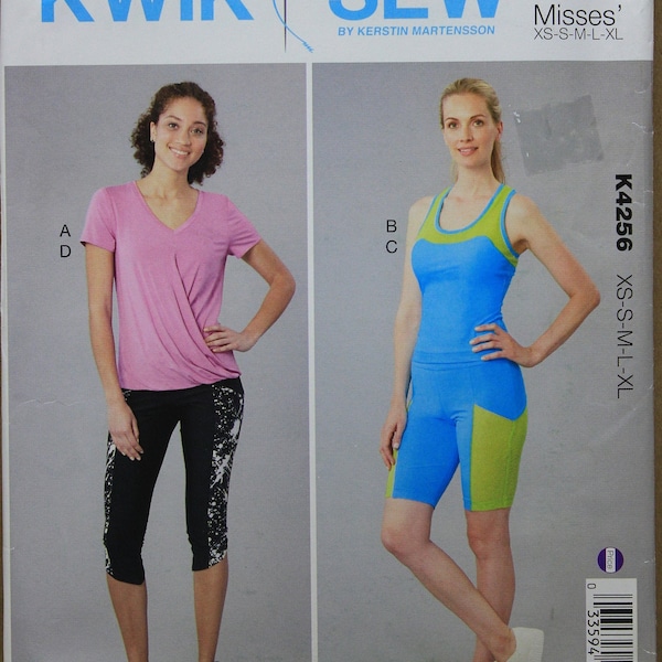 Kwik Sew Pattern K4256  Misses' Top, Tank, Shorts and Capris in Sizes XS-S-M-L-XL