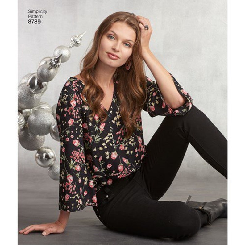 Simplicity Pattern 8789 Misses/' Bodysuit Blouses in Sizes Xsmall-Small-Medium-Large-Xlarge
