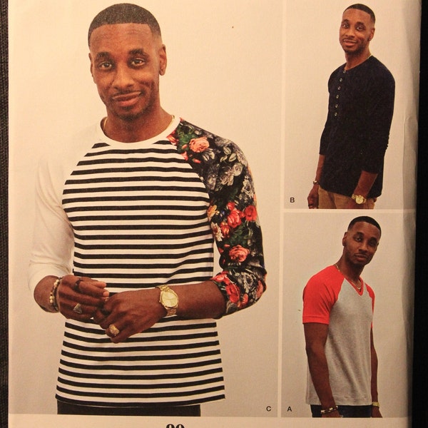 Simplicity Pattern 8613 Men's Knit Top with Neckline and Sleeve Variations by Mimi G Style in Sizes Xs-Sm-Med-Lg-XL