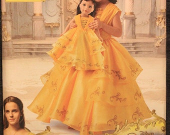 Simplicity Pattern 8405  Disney Princess Beauty and the Beast Belle Costume for Child and 18" Doll in Sizes 3-4-5-6-7-8 Cosplay Fantasy