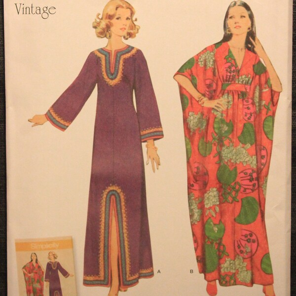 Simplicity Pattern 8505 Misses' 1970s Vintage Caftans (MuuMuu)  in Sizes Small-Medium-Large