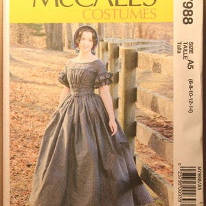 McCalls Pattern 7988 A5 Angela Clayton Designs Misses' Historical 1840s Vicotrian Era Cosplay Costume Dress in Sizes 6-8-10-12-14