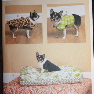 Butterick Pattern 6303   Waverly Designs Dog Vest, Coat in sizes S-M-L-XL and Bed in Two Sizes