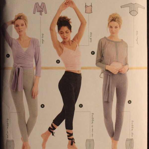 Simplicity Pattern 8424   Active Wear   Misses Knit Leggings, Tank Top, Wrap Top and Pullover Top in Size XXS - XXL