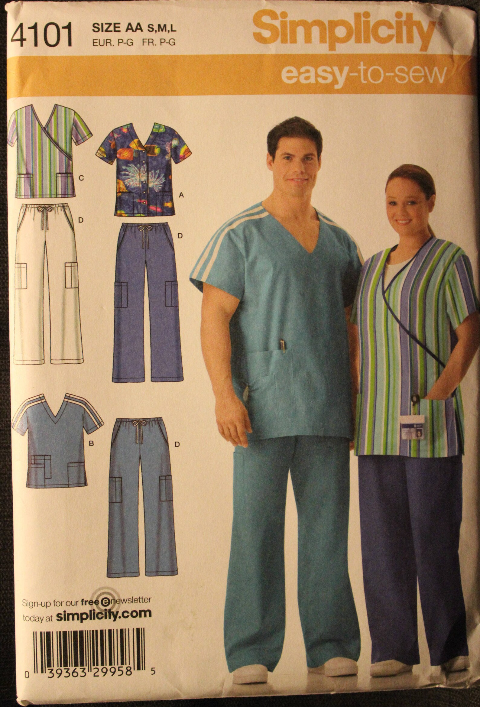 Simplicity Pattern 4101 AA Easy to Sew Womens and Mens Scrub | Etsy