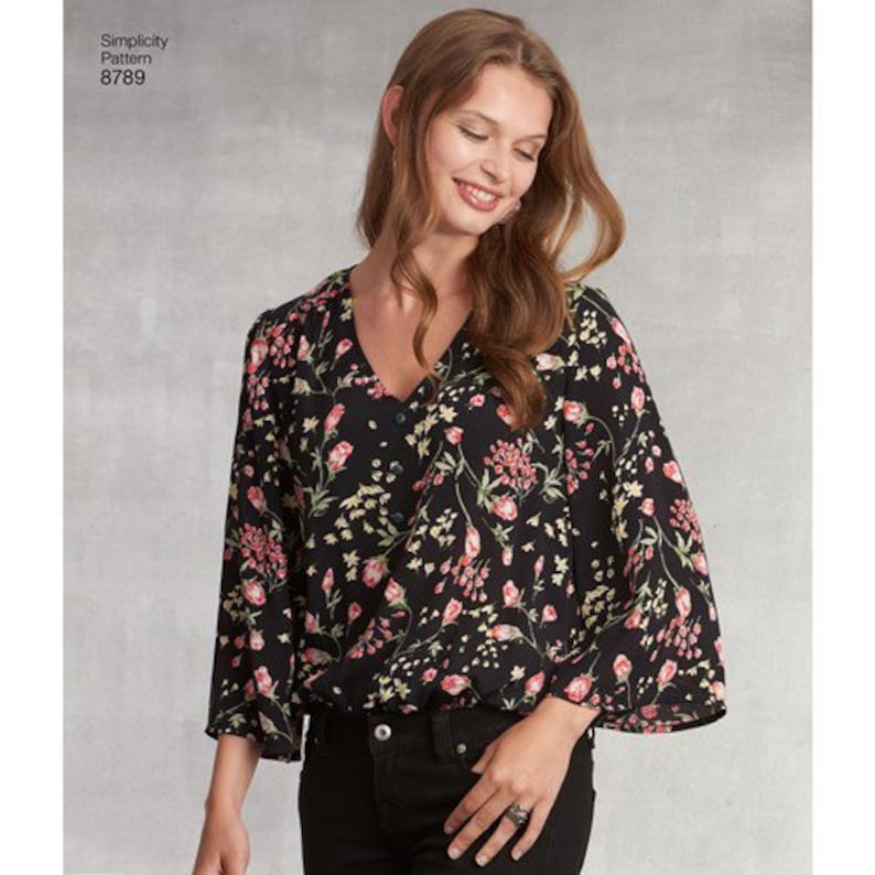 Simplicity Pattern 8789  Misses/' Bodysuit Blouses in Sizes Xsmall-Small-Medium-Large-Xlarge